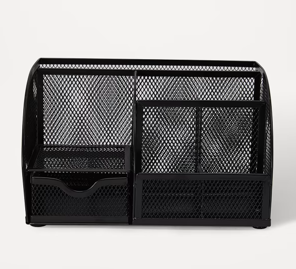 Pencil Organiser - Black+ Office Desk Mesh Pen Pencils-Stationery Container