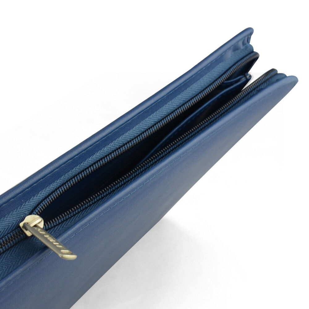 Padfolio A4 Portfolio A4 Leather Zippered Writing Pad with Pocket and Card Slot