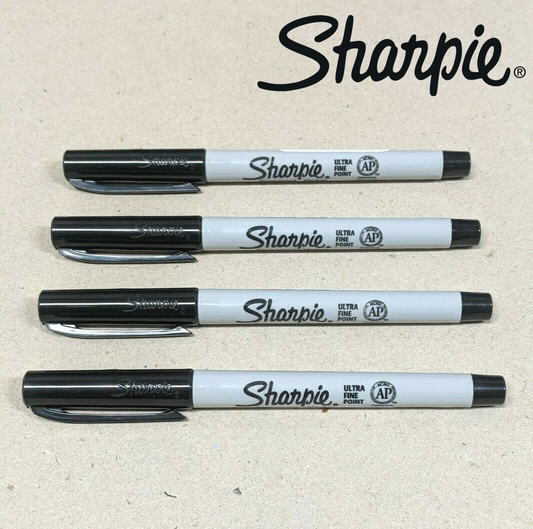 4 x Sharpie Permanent Marker Ultra Fine Point 0.3mm Ultra Fine Black 37121