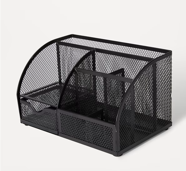 Pencil Organiser - Black+ Office Desk Mesh Pen Pencils-Stationery Container