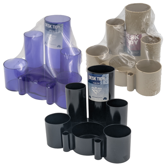 Italplast Desk Tidy Tubes 6 Compartments Black Beige Tinted Purple