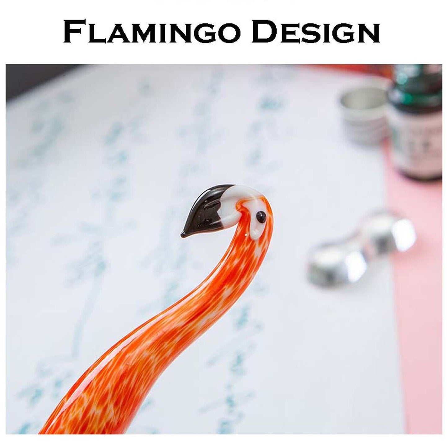 Crystal Flamingo Glass Dip Pen Ink Set Gift Pack Signature Dipping Calligraphy