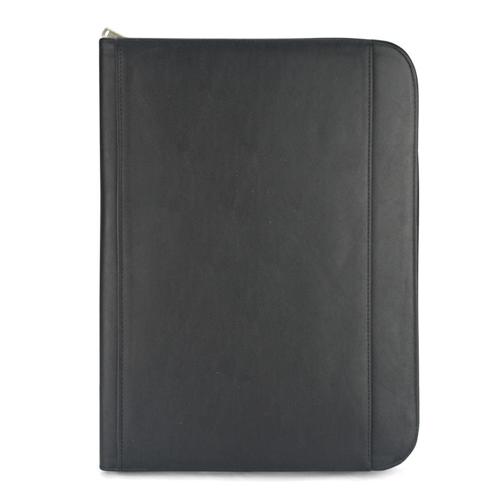 Padfolio A4 Portfolio A4 Leather Zippered Writing Pad with Pocket and Card Slot