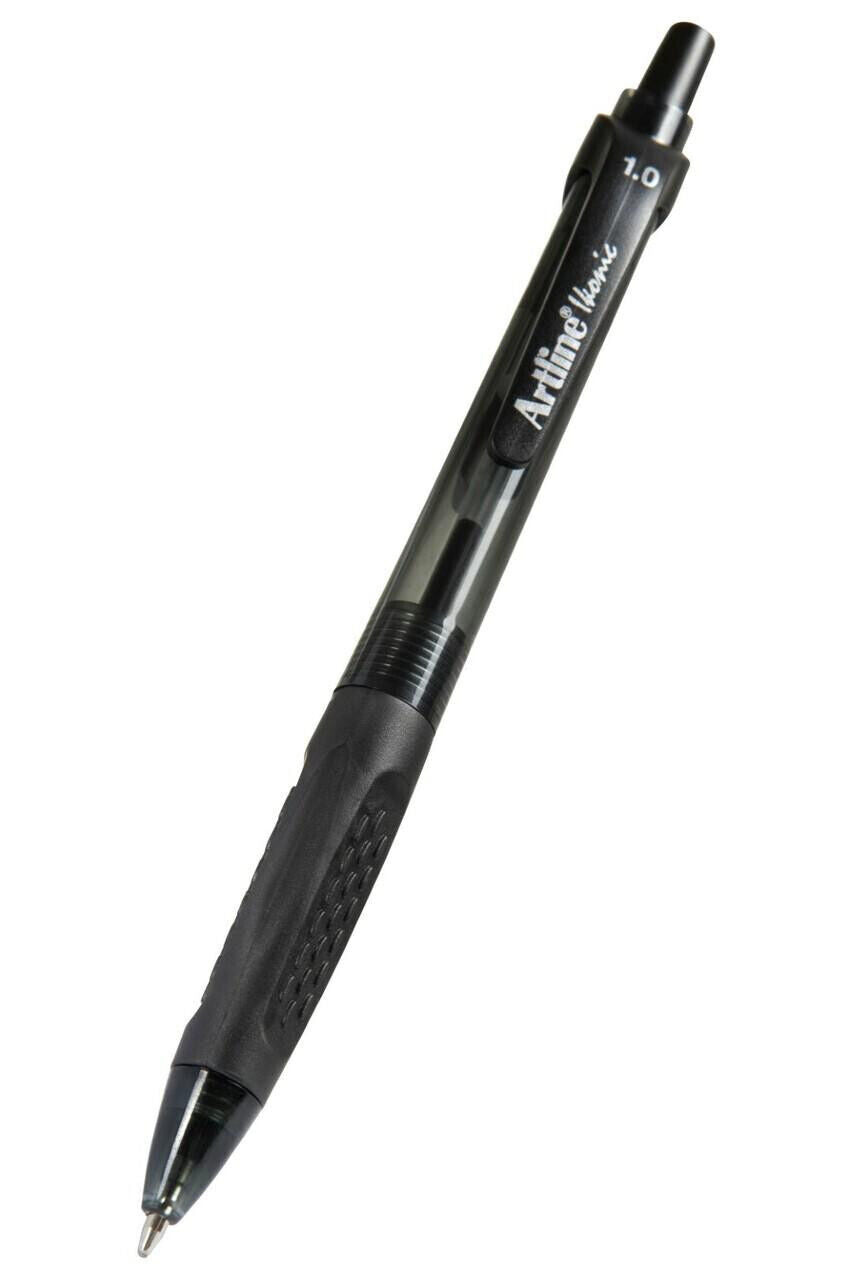 12 x Artline Ikonic 8410 Retractable Ballpoint Pen 1.0mm Black/Blue/Red