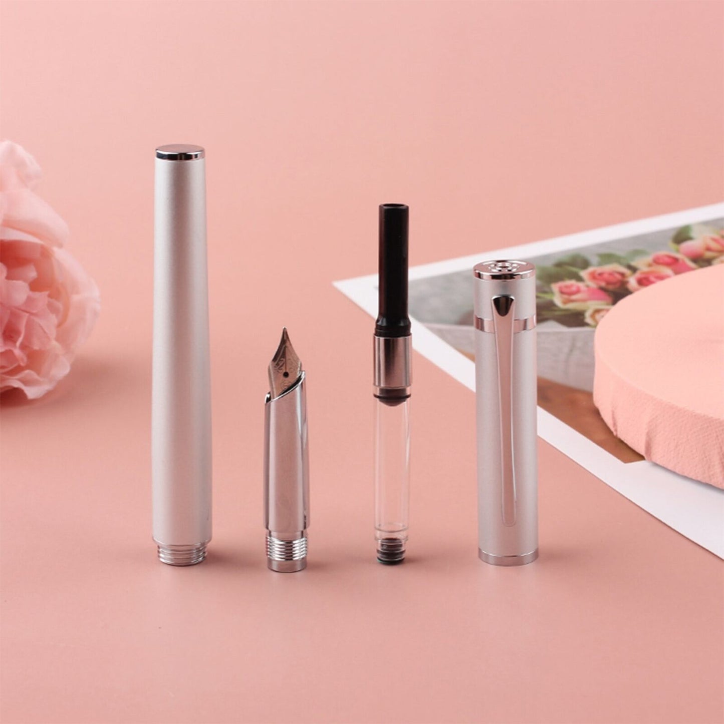 Metal Fountain Pen Fine Nib 0.5 mm Iridium Tip Notebook Gift Set Free Engraving
