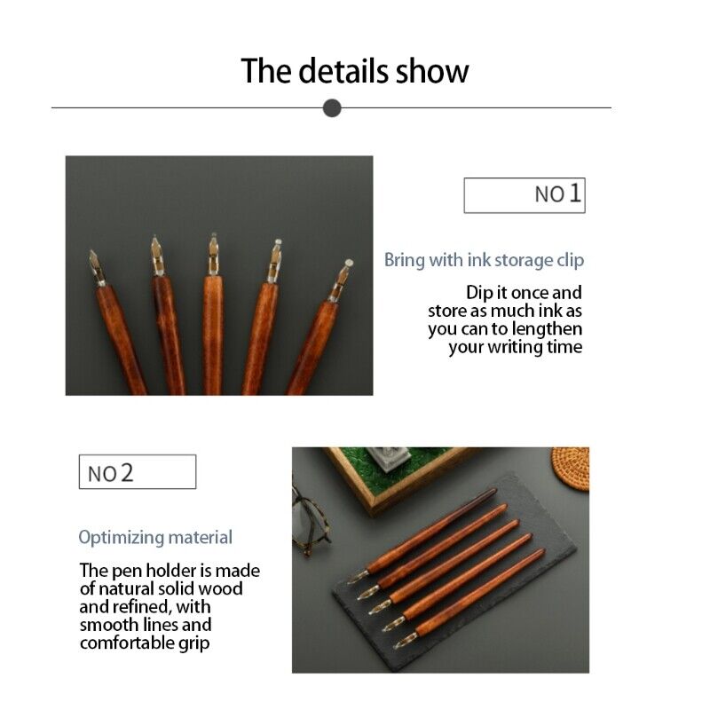 Antique Oblique Caligraphy Pen Wood English Script Handed Dip Pen for Writing