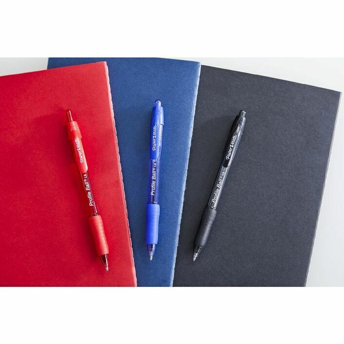 12 x PaperMate Profile Retractable Ballpoint Pens 1.0mm/0.7mm Black/Blue/Red