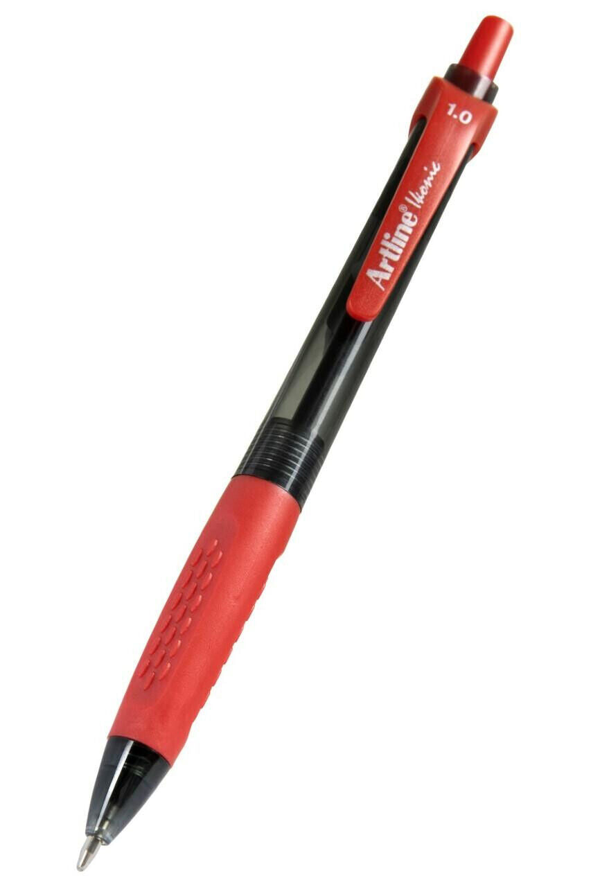 12 x Artline Ikonic 8410 Retractable Ballpoint Pen 1.0mm Black/Blue/Red