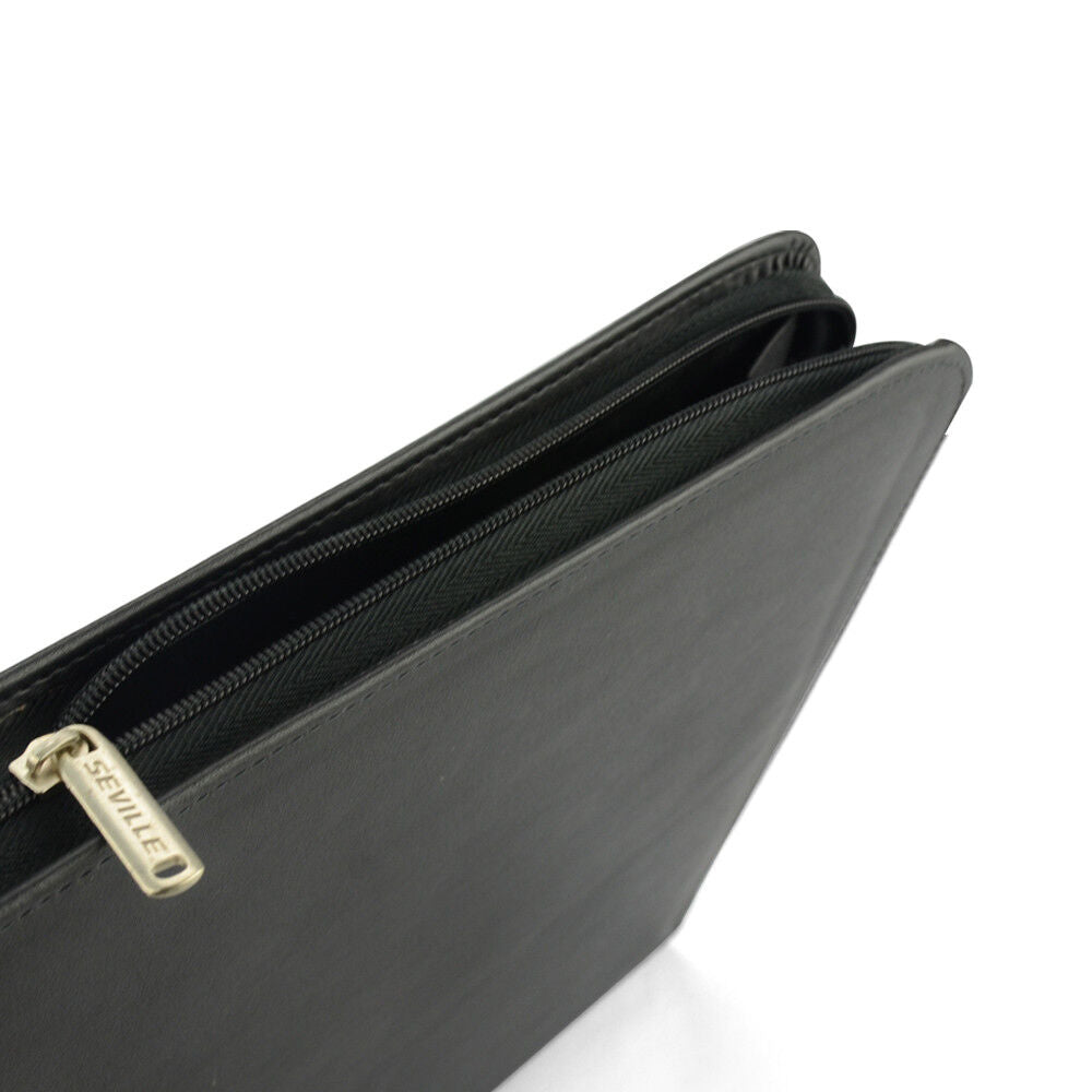 Padfolio A4 Portfolio A4 Leather Zippered Writing Pad with Pocket and Card Slot