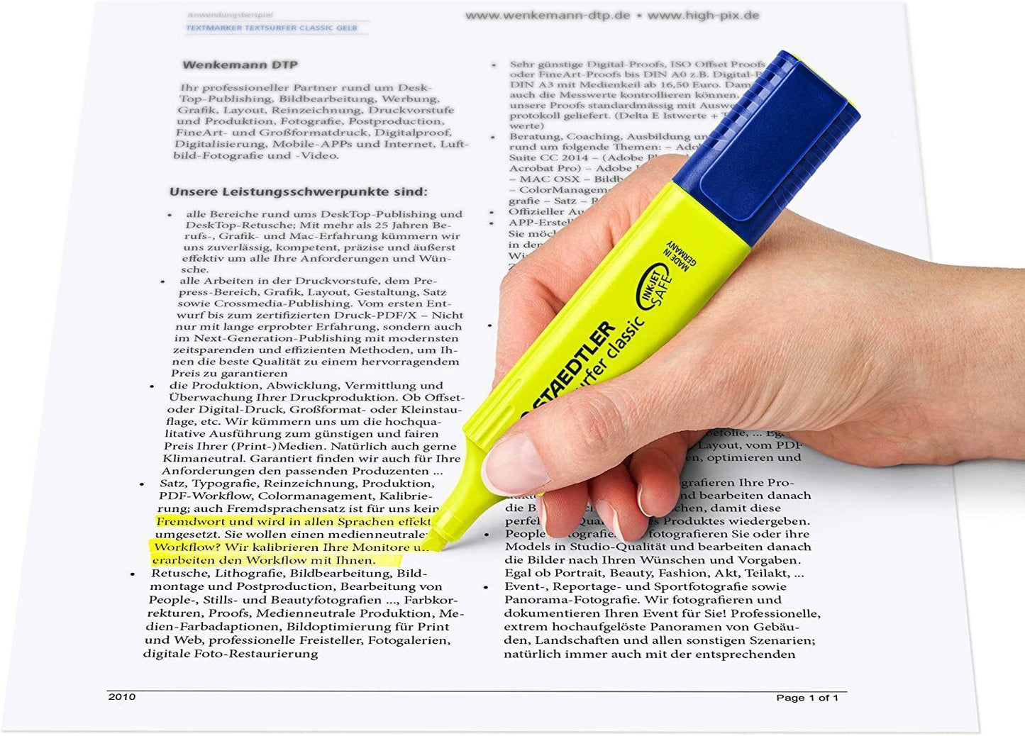 STAEDTLER Testsurfer Classic Highlighter 364 Wallet of 4 Chisel Tip 1mm/5mm