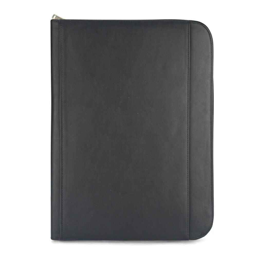 Padfolio A4 Portfolio A4 Leather Zippered Writing Pad with Pocket and Card Slot
