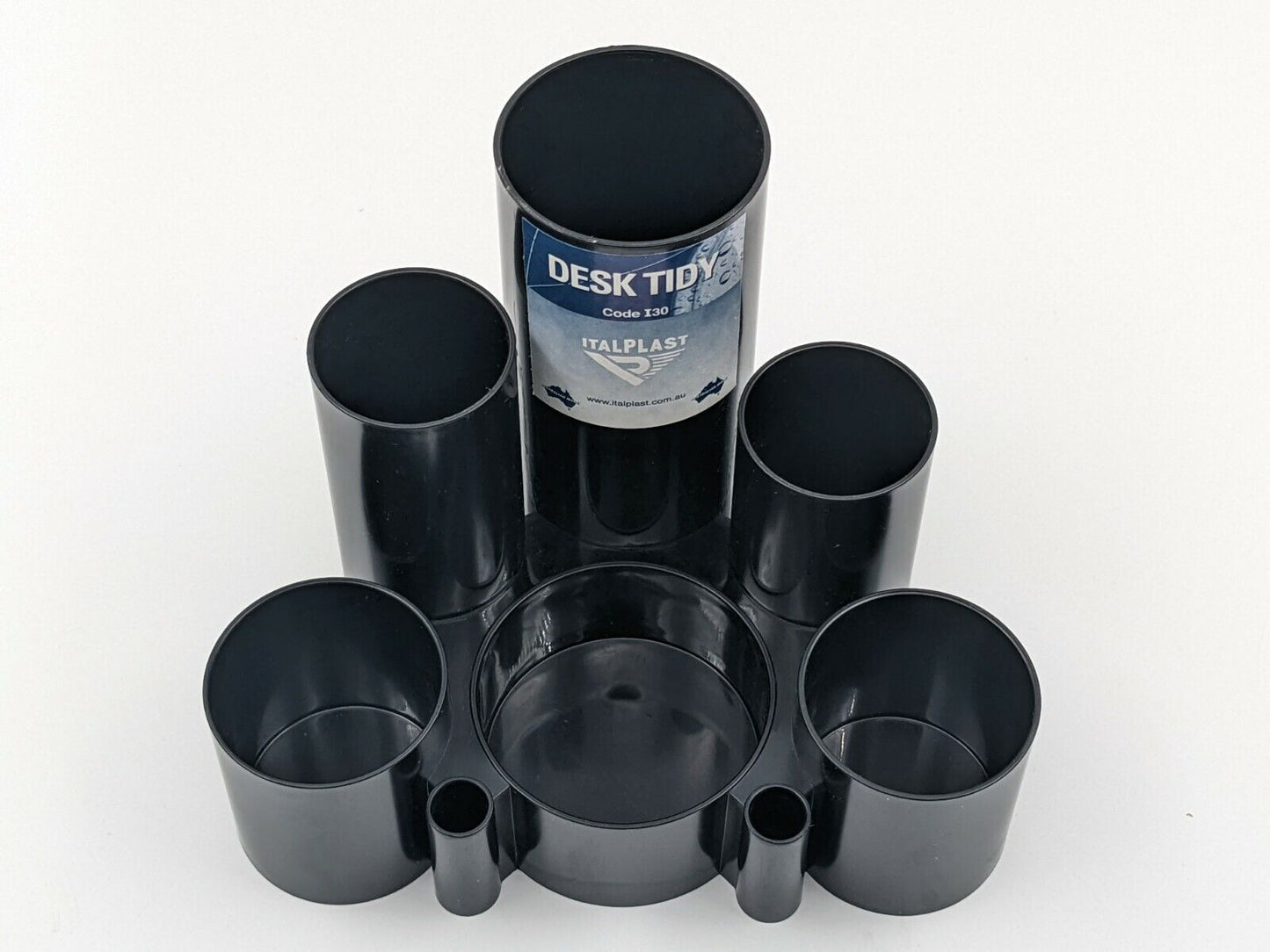 Italplast Desk Tidy Tubes 6 Compartments Black Beige Tinted Purple