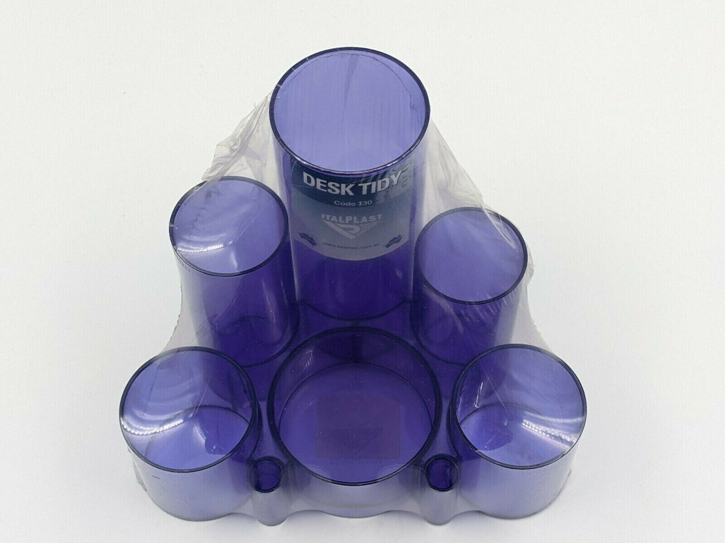 Italplast Desk Tidy Tubes 6 Compartments Black Beige Tinted Purple