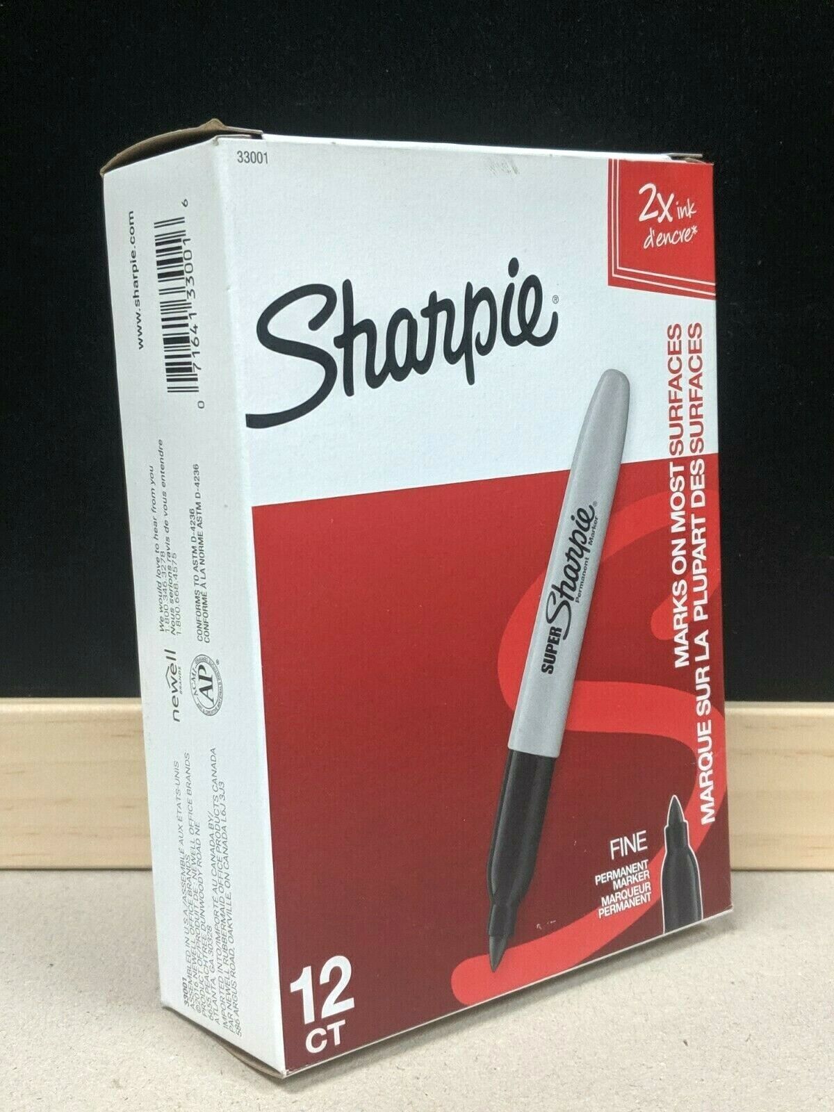 4 x Super Sharpie Permanent Marker Bullet Point 1.5mm Bold Black 33001