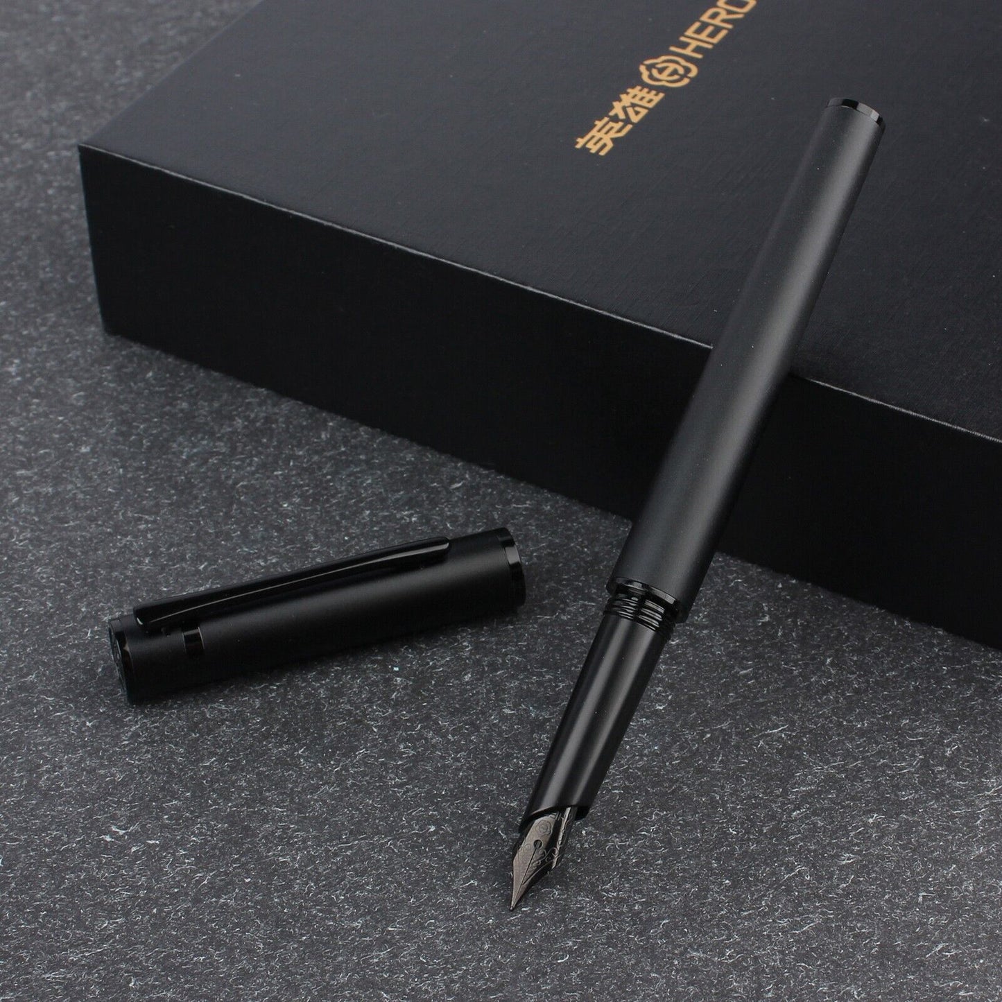Metal Black Fountain Pen Fine Nib 0.5 mm Iridium Tip Personalised Free Engraving