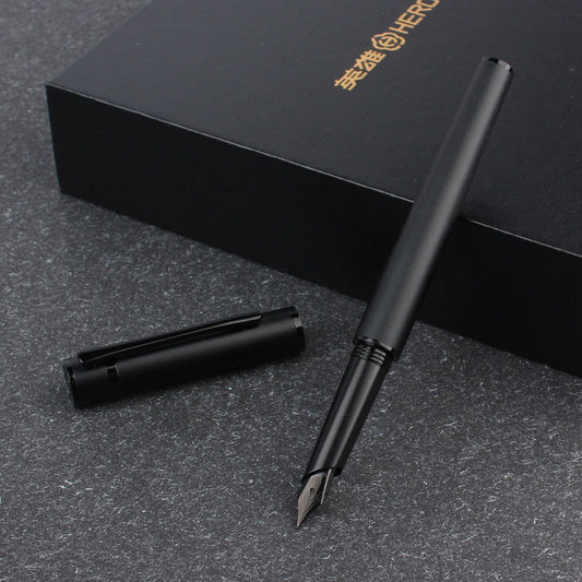 Metal Black Fountain Pen Fine Nib 0.5 mm Iridium Tip Personalised Free Engraving