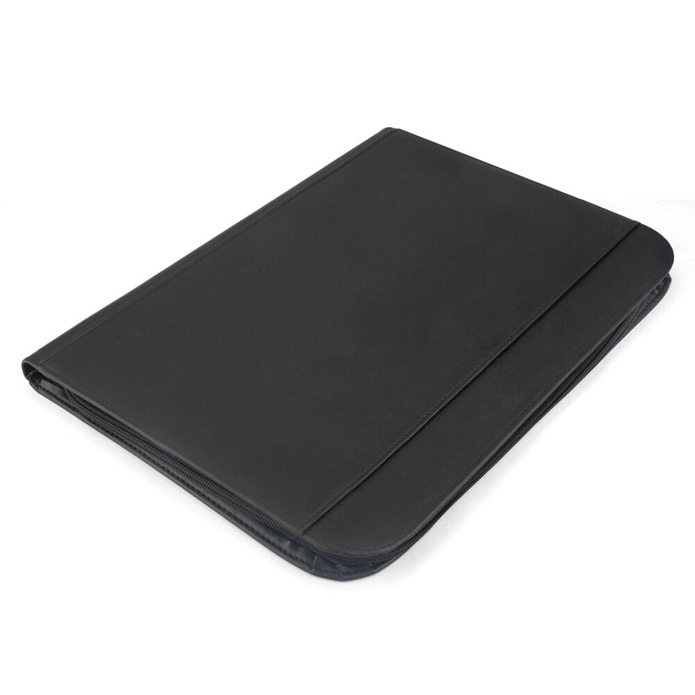 Padfolio A4 Portfolio A4 Leather Zippered Writing Pad with Pocket and Card Slot