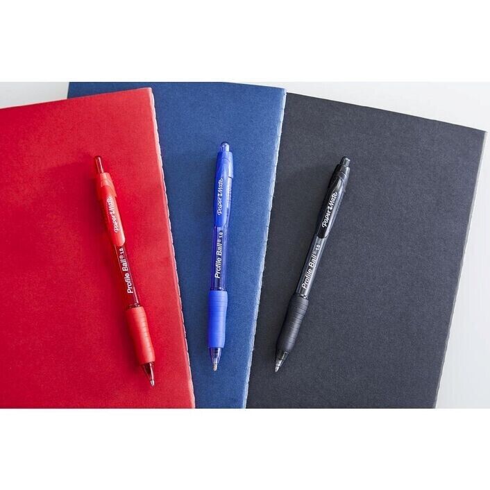 4 x PaperMate Profile Retractable Ballpoint Pens 0.7mm Black/Blue/Red