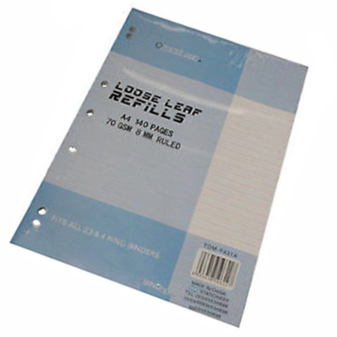 6x A4 Writing Paper70gsm Loose Leaf Refills 140 Page Packs 8mm Ruled F431Ax6