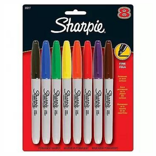 SHARPIE PERMANENT MARKERS 1.0mm 8 Assorted Colours - 30217PP