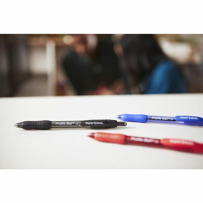 12 x PaperMate Profile Retractable Ballpoint Pens 1.0mm/0.7mm Black/Blue/Red