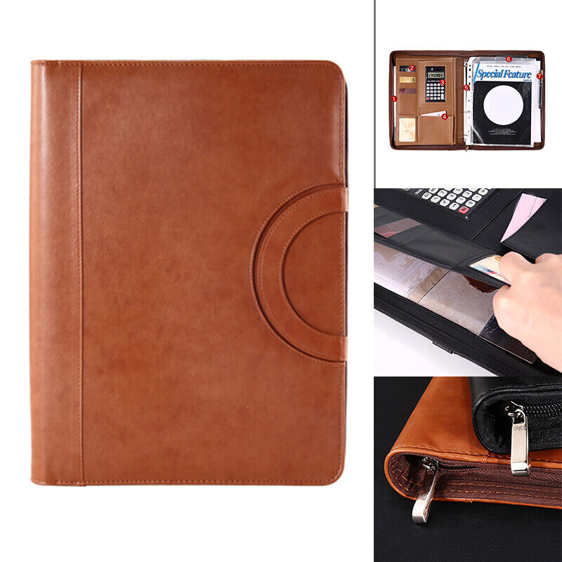 A4 Multifunctional Folder PU Leather Zipper Bag