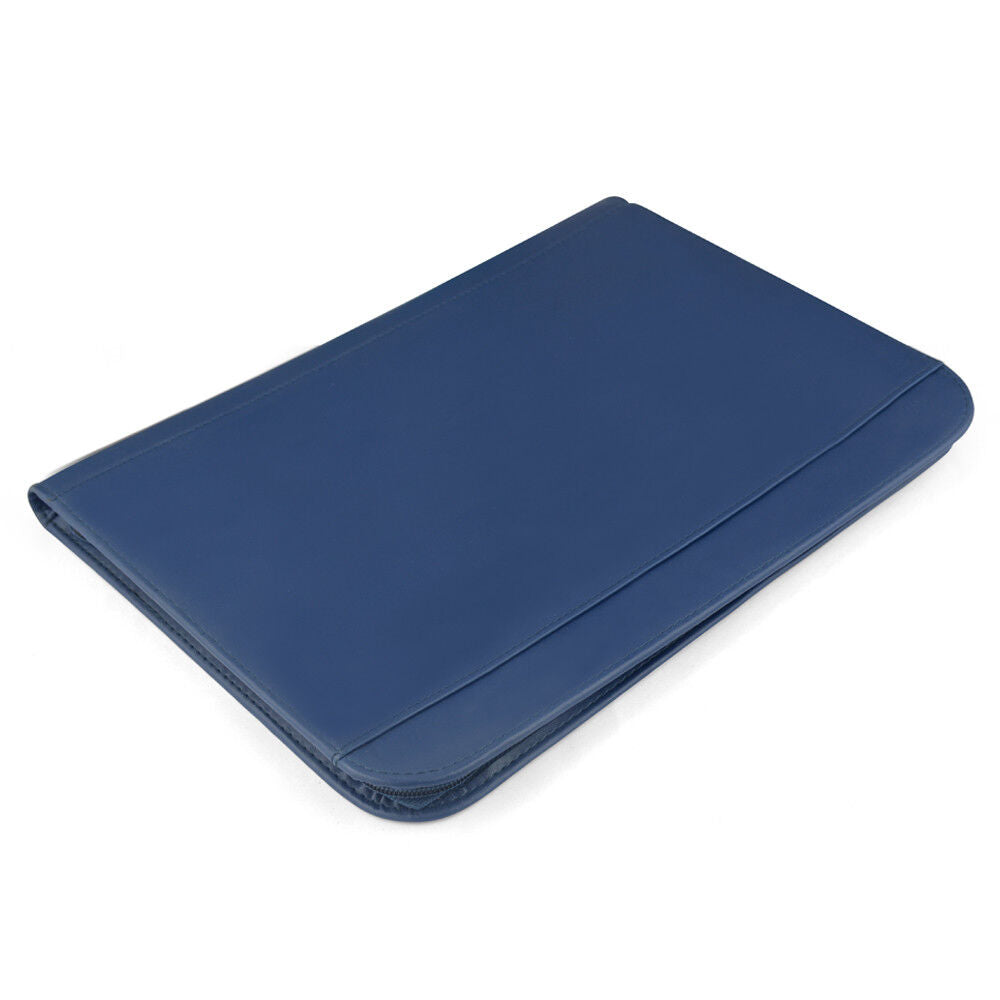 Padfolio A4 Portfolio A4 Leather Zippered Writing Pad with Pocket and Card Slot