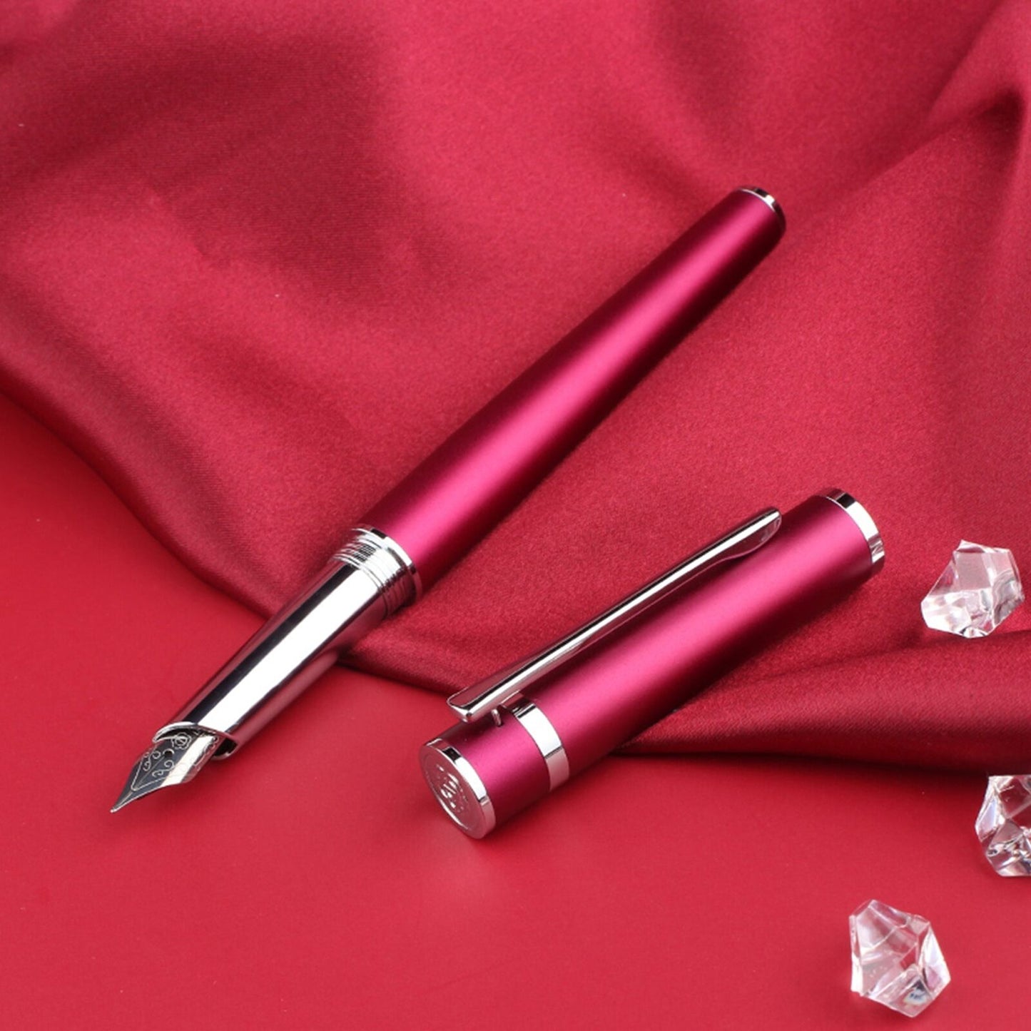 Metal Fountain Pen Fine Nib 0.5 mm Iridium Tip Notebook Gift Set Free Engraving