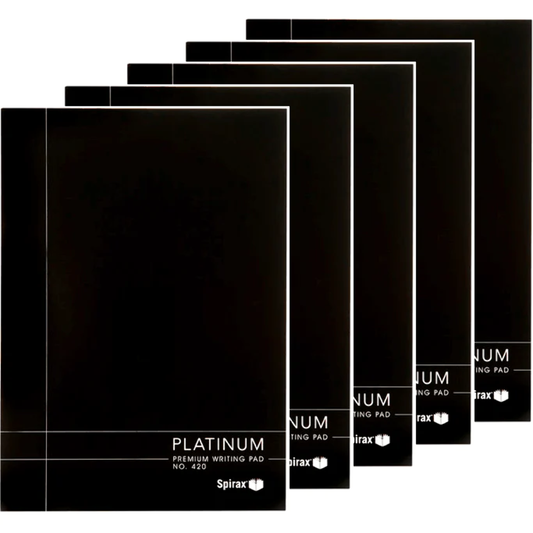 5x Spirax Platinum 420 Writing Note Pad 7mm Ruled A4 100 Page Pack BULK
