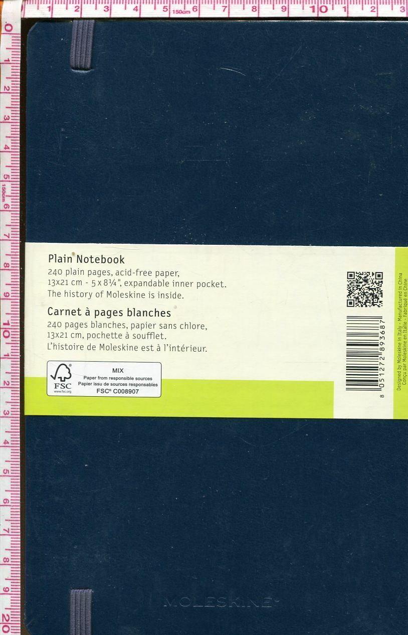 Moleskine Classic Hard Cover Plain Notebook