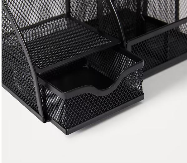 Pencil Organiser - Black+ Office Desk Mesh Pen Pencils-Stationery Container