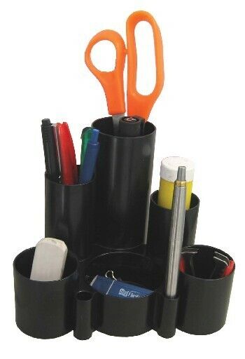 Italplast Desk Tidy Tubes 6 Compartments Black Beige Tinted Purple