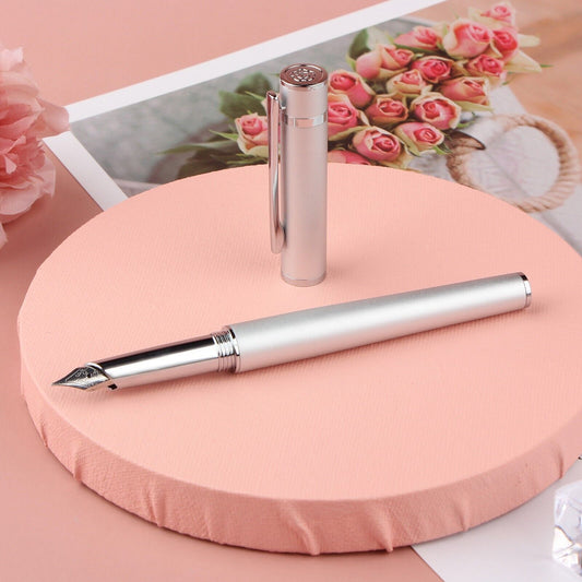 Metal White Fountain Pen Fine Nib 0.5 mm Iridium Tip Personalised Free Engraving