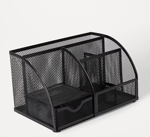 Pencil Organiser - Black+ Office Desk Mesh Pen Pencils-Stationery Container