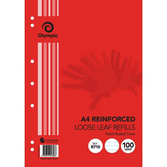 Olympic Loose Refill Reinforced 7mm Feint Ruled A4 100 Leaves 55gsm R710 141417