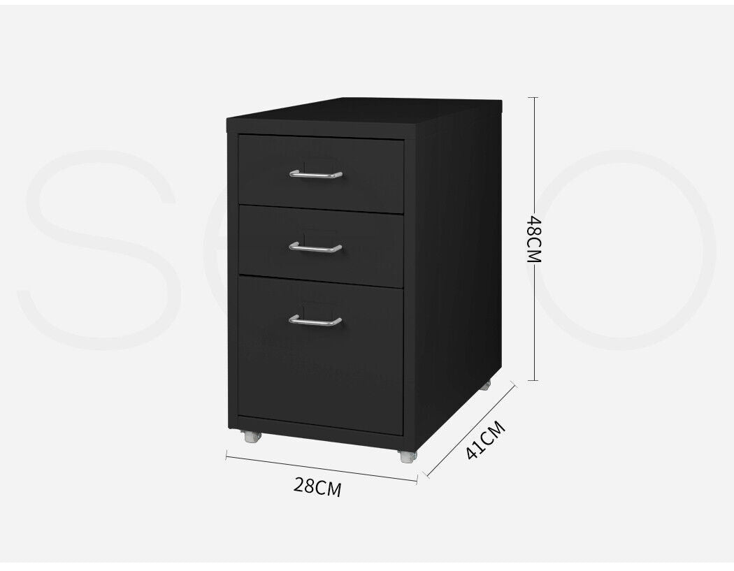 Levede 3 Drawer Office Storage Cabinet Black