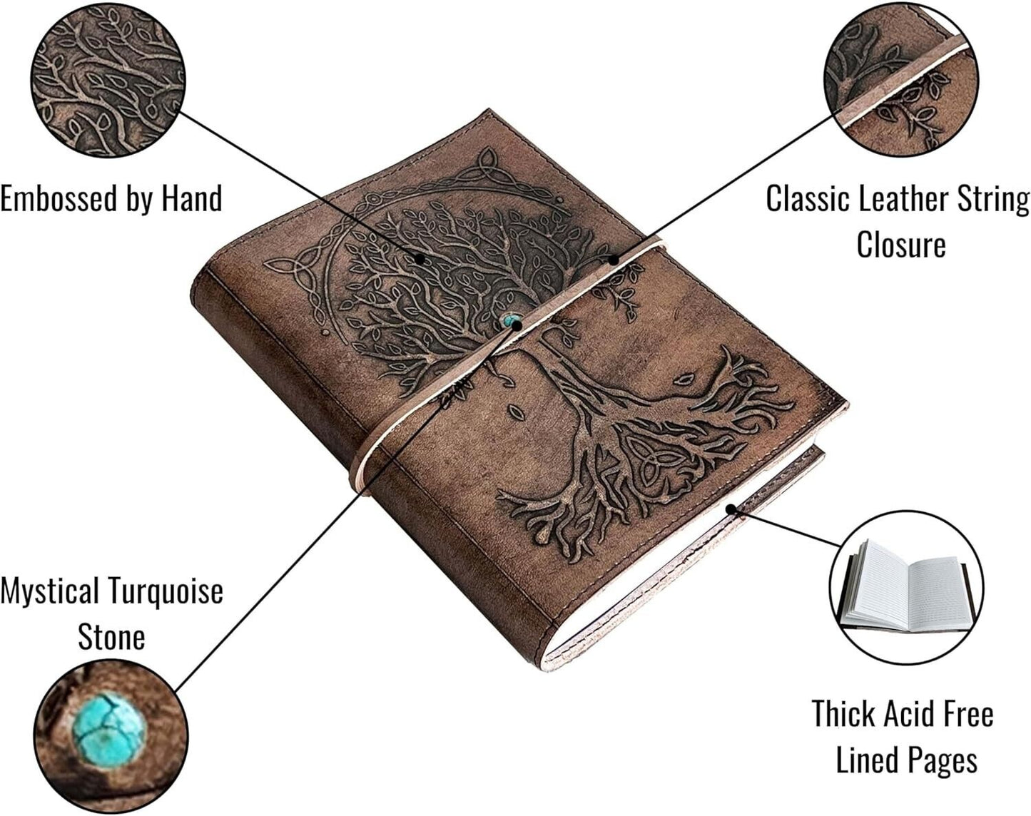 Large Leather Journal Handmade Tree of Life Leather Bound A5 Notebook Travel
