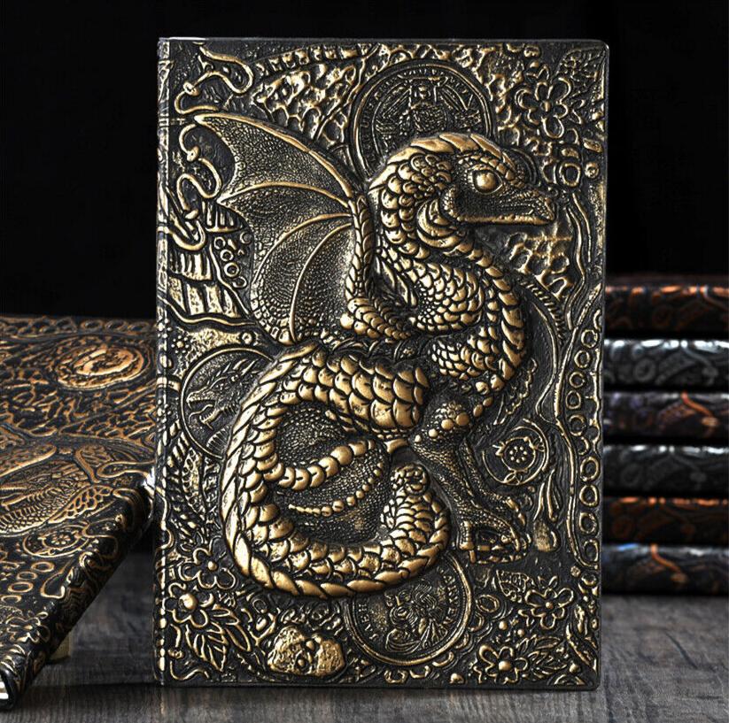 3D Flying Dragon Journal - Embossed Writing A5 Notebook