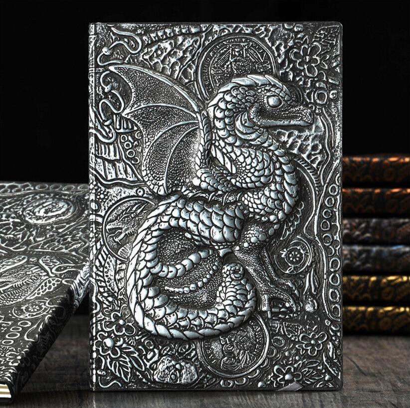 3D Flying Dragon Journal - Embossed Writing A5 Notebook