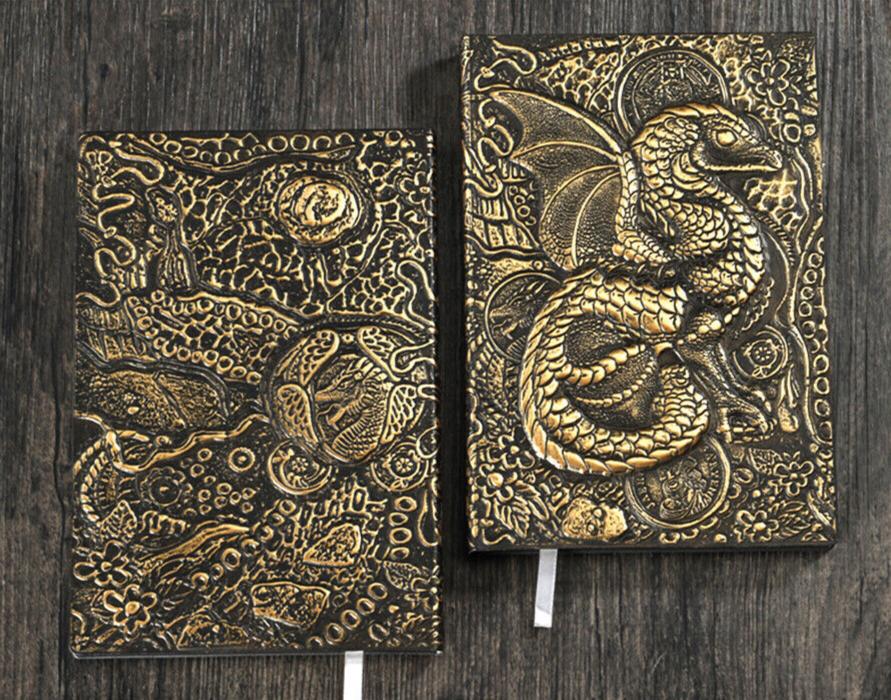 3D Flying Dragon Journal - Embossed Writing A5 Notebook