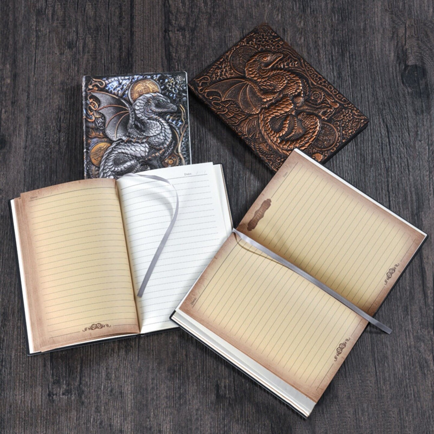 3D Flying Dragon Journal - Embossed Writing A5 Notebook