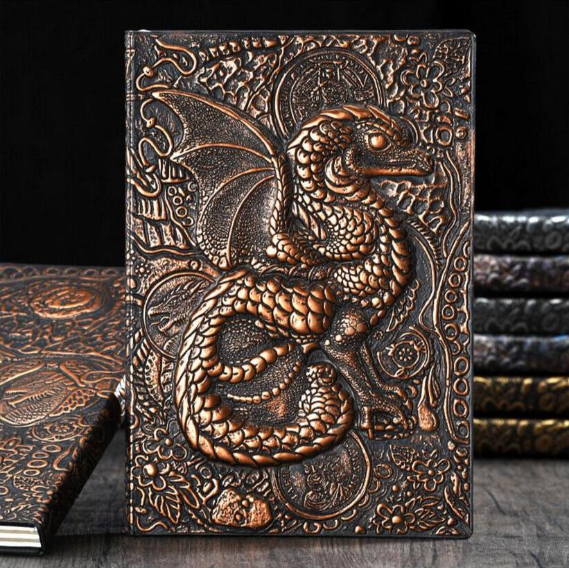 3D Flying Dragon Journal - Embossed Writing A5 Notebook