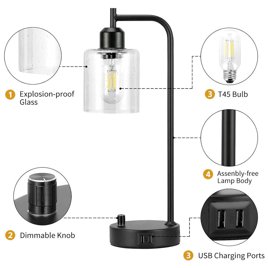 Clora Lamp Table Desk Light with USB Charging Ports