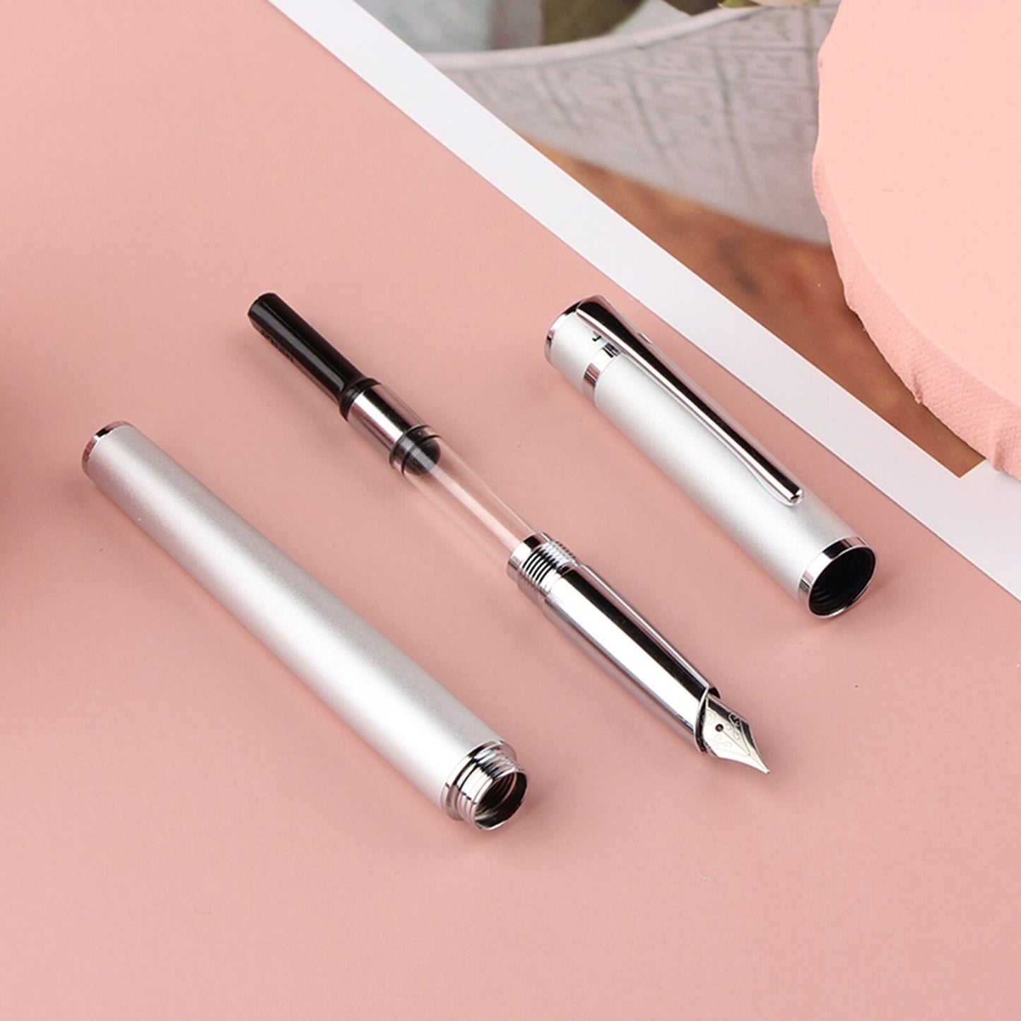 Metal Fountain Pen Fine Nib 0.5 mm Iridium Tip Notebook Gift Set Free Engraving