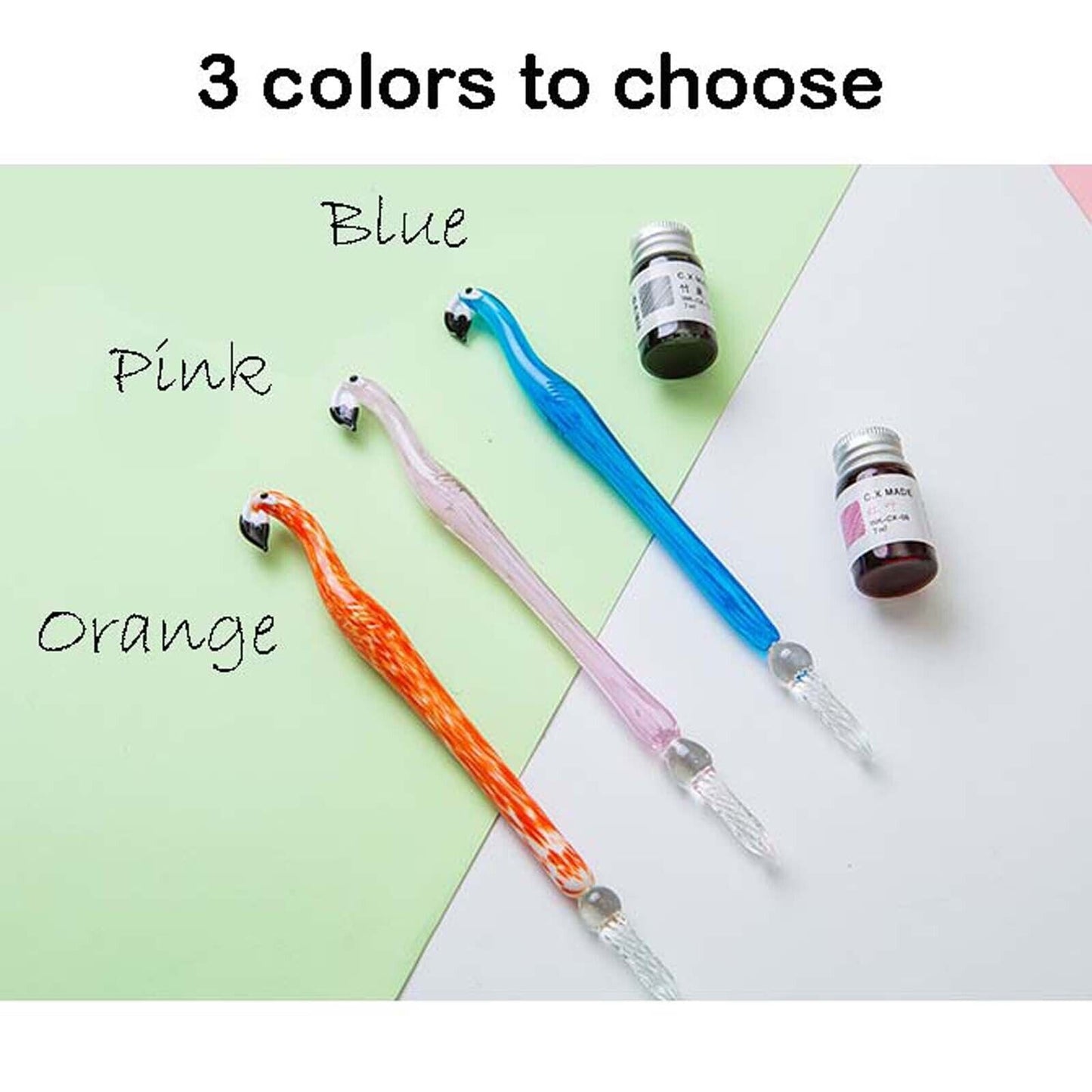 Crystal Flamingo Glass Dip Pen Ink Set Gift Pack Signature Dipping Calligraphy