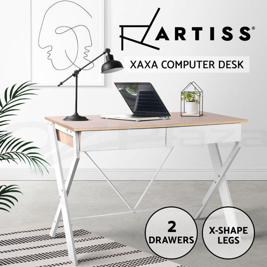 Artiss XAXA Computer Desk Drawer Home Office Study Table Oak 100CM