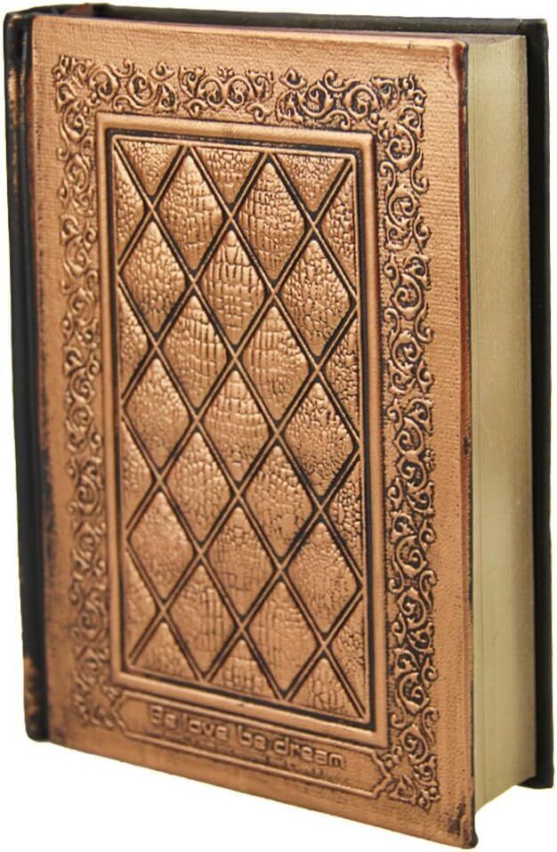 Embossed Leather Bronze Hard Cover Notebook