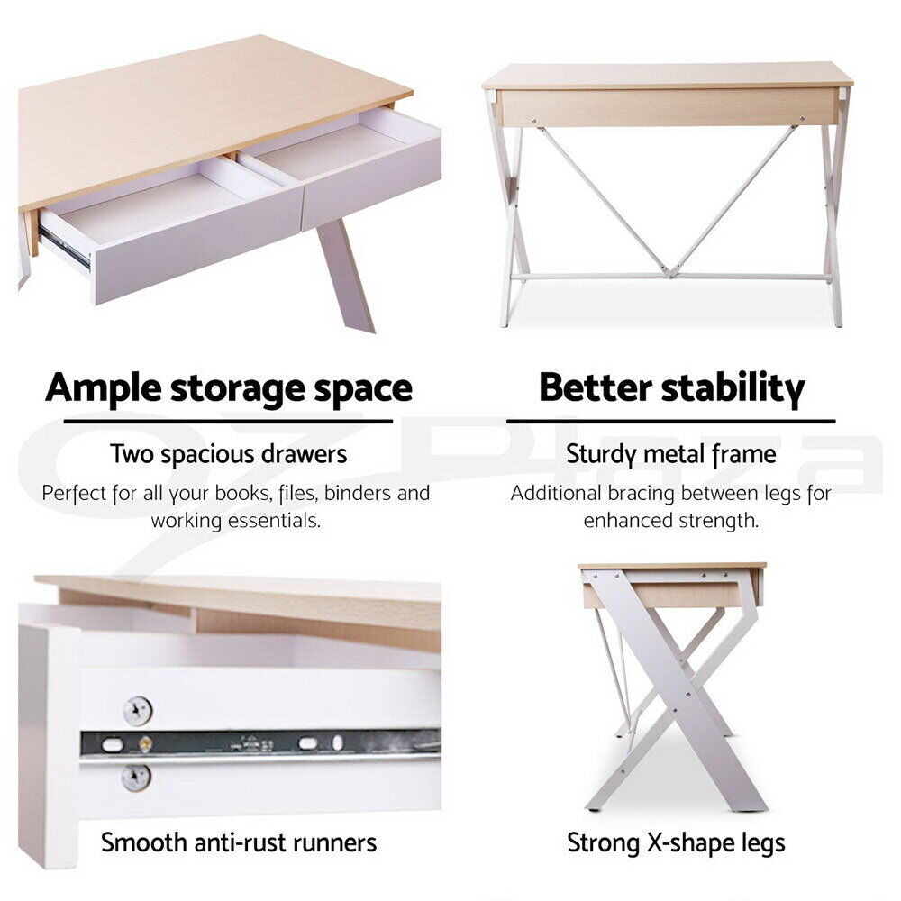Artiss XAXA Computer Desk Drawer Home Office Study Table Oak 100CM