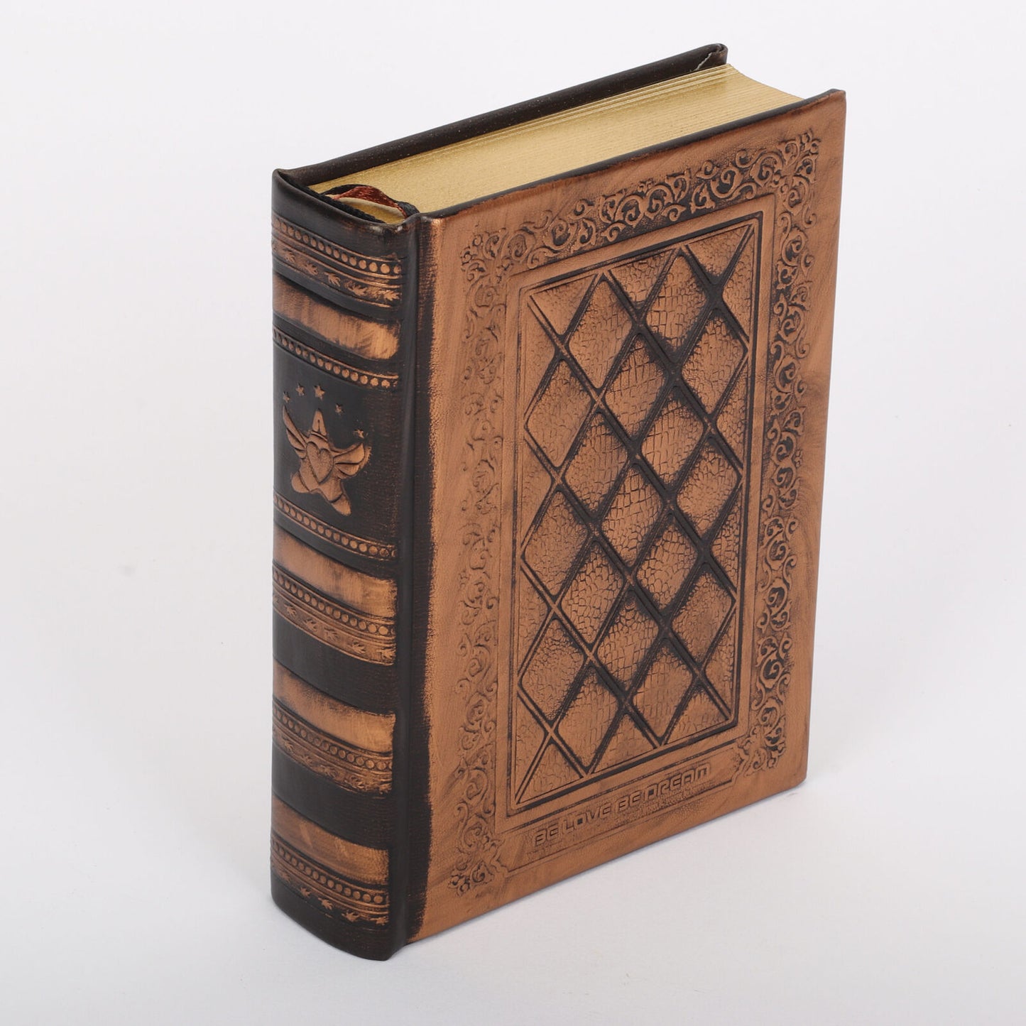 Embossed Leather Bronze Hard Cover Notebook