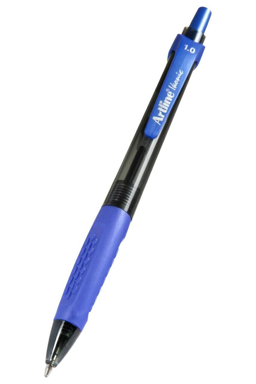 12 x Artline Ikonic 8410 Retractable Ballpoint Pen 1.0mm Black/Blue/Red